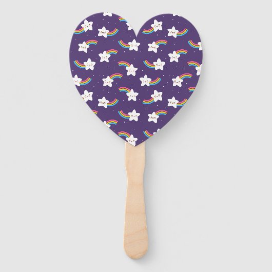 Rainbow Stars Hand Fans Handwaaier (Voorkant)