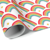 Rainbow Stars Handgetekende Kerst Feestdagen Schat Cadeaupapier (Rol Hoek)