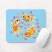 rainbow stars kawaii cute goldfish pet muismat (Met muis)