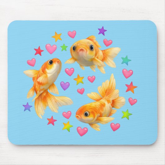 rainbow stars kawaii cute goldfish pet muismat (Voorkant)