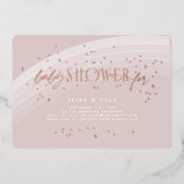 Rainbow Stars Modern Baby shower Roze Rose Gold Folie Uitnodiging (Voorkant)