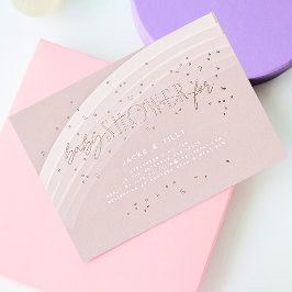 Rainbow Stars Modern Baby shower Roze Rose Gold Folie Uitnodiging