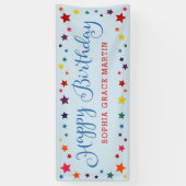 Rainbow Stars on Sky Blue Happy Birthday Kinder Spandoek (Verticaal)