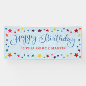 Rainbow Stars on Sky Blue Happy Birthday Kinder Spandoek (Horizontaal)