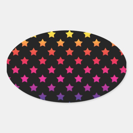 Rainbow Stars over Black Background Pattern Ovale Sticker (Voorkant)