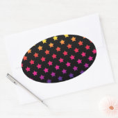 Rainbow Stars over Black Background Pattern Ovale Sticker (Envelop)