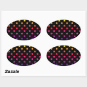Rainbow Stars over Black Background Pattern Ovale Sticker (Vel)