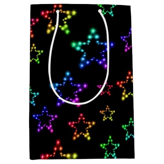Rainbow Stars Pattern Gift Bag Medium Cadeauzakje (Voorkant)