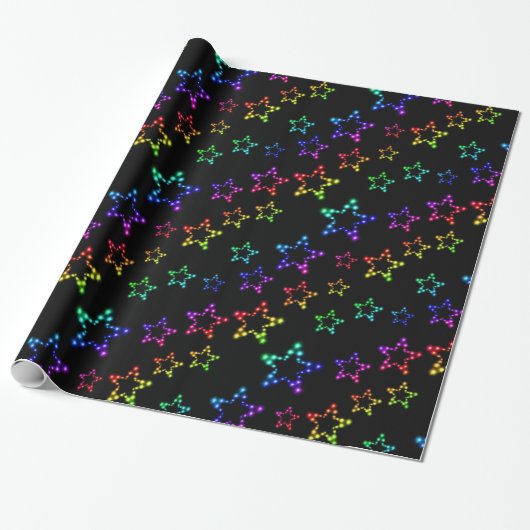 Rainbow Stars Pattern Wrapping Paper Cadeaupapier (Uitgerold)