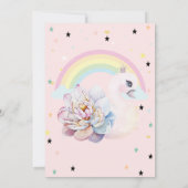 Rainbow Stars Swan Flower Birthday Kaart (Achterkant)