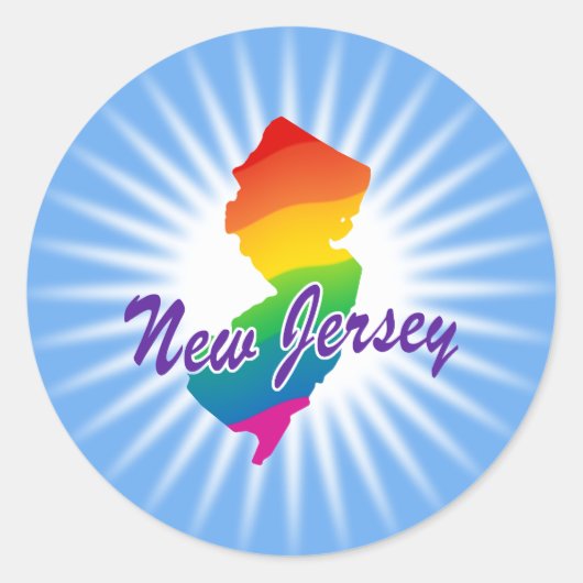 Rainbow State of New Jersey Ronde Sticker (Voorkant)
