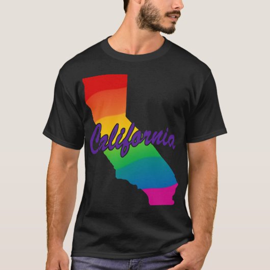 Rainbow State Outline California T-shirt (Voorkant)
