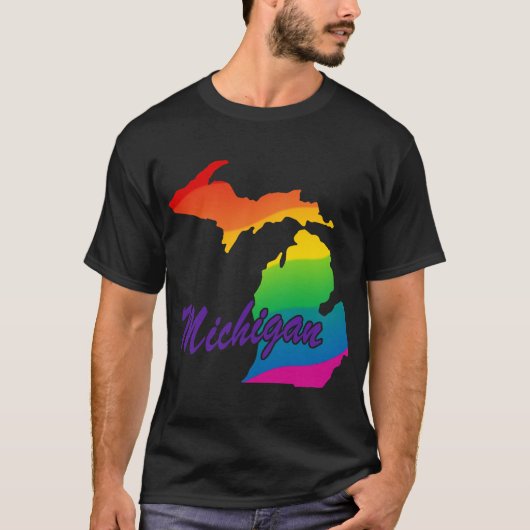 Rainbow State Outline Michigan T-shirt (Voorkant)