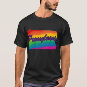 Rainbow State Outline Pennsylvania T-shirt