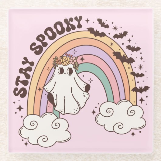 Rainbow Stay Spooky Glazen Onderzetter (Voorkant)