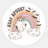 Rainbow Stay Spooky Ronde Sticker (Voorkant)