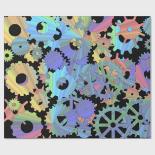 Rainbow steampunk metal gears kunst cadeaupapier