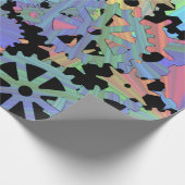 Rainbow steampunk metal gears kunst cadeaupapier (Hoek)