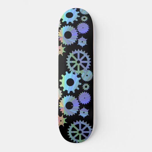 Rainbow steampunk metal gears kunst persoonlijk skateboard (Voorkant)