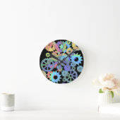 Rainbow steampunk metal gears kunst ronde klok (Huis)