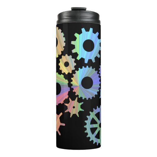 Rainbow steampunk metal gears kunst thermosbeker (Voorkant)