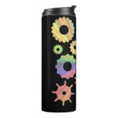 Rainbow steampunk metal gears kunst thermosbeker (Gedraaid links)