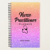 Rainbow Stethoscoop Monogram voor verpleegkundigen Planner (Voorkant)