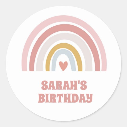 RAINBOW STICKER PASTLE ROZE AANGEPASTE TEKST HART (Voorkant)