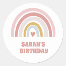 RAINBOW STICKER PASTLE ROZE AANGEPASTE TEKST HART