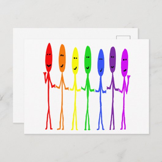 Rainbow Stickmen Briefkaart (Voorkant / Achterkant)