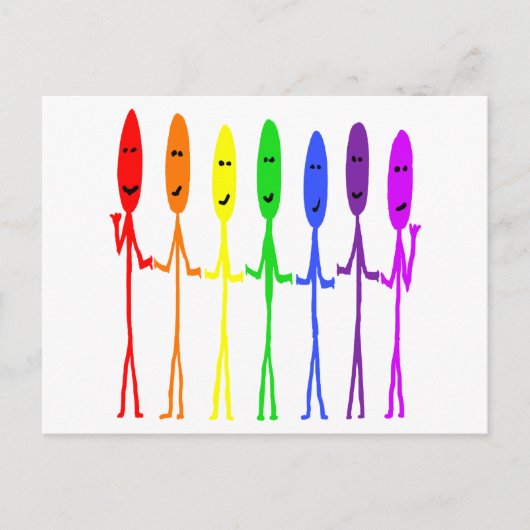 Rainbow Stickmen Briefkaart (Voorkant)