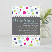 Rainbow Stippen Baby shower Uitnodiging (Staand voorkant)