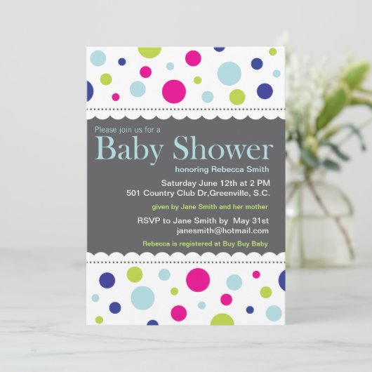 Rainbow Stippen Baby shower Uitnodiging (Staand voorkant)
