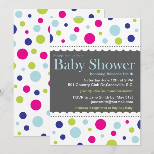 Rainbow Stippen Baby shower Uitnodiging (Voorkant / Achterkant)