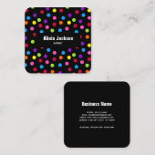 Rainbow-Stippen Bright Black Vierkante Visitekaartje (Voorkant / Achterkant)