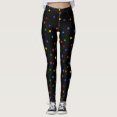 Rainbow Stippen Polka Dot Black Confetti Leggings (Voorkant)