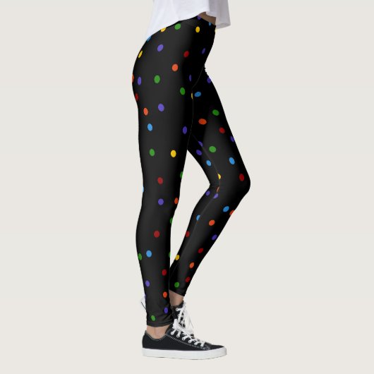 Rainbow Stippen Polka Dot Black Confetti Leggings (Rechts)