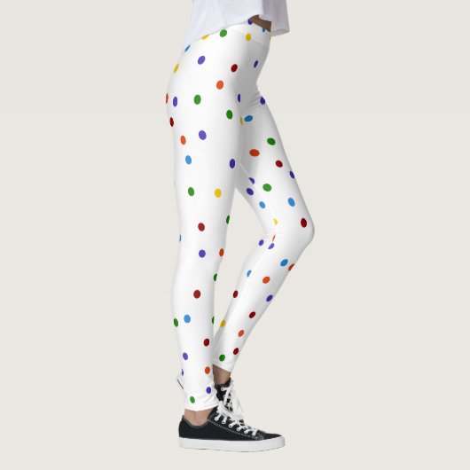 Rainbow Stippen Polka Dot Confetti White Leggings (Rechts)