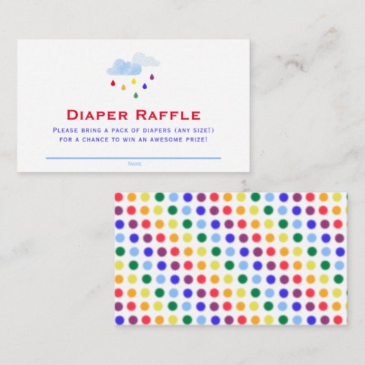 Rainbow Storm Clouds Baby shower Diaper Raffle Informatiekaartje (Voorkant / Achterkant)