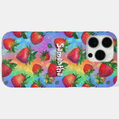 Rainbow Strawberry Pattern met naam Case-Mate iPhone Case (Achterkant (horizontaal))