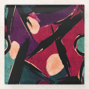 Rainbow Streaks: Abstracte acryltextuur Glazen Onderzetter