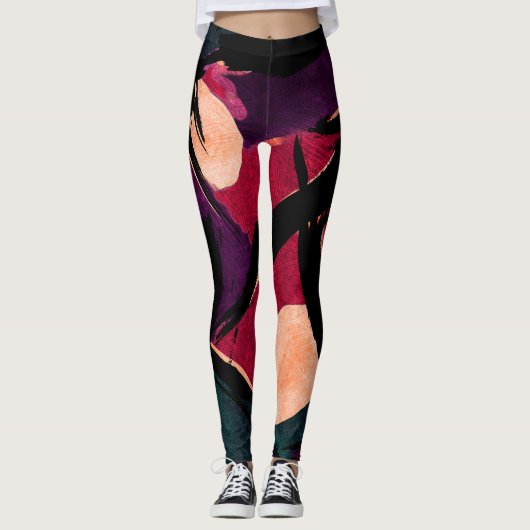 Rainbow Streaks: Abstracte acryltextuur Leggings (Voorkant)