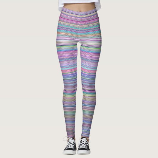 Rainbow Stripe Broken Flatscreen TV Foto Leggings (Voorkant)