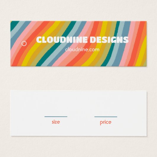 Rainbow Stripe Clothing Size Price Hangtag Card Mini Visitekaartjes (Voorkant /achterkant)