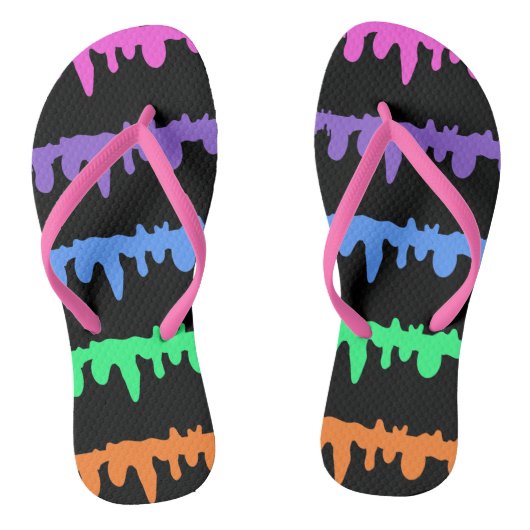 Rainbow Stripe Drippy Pastel Gothic Girl Flip Flop (Voetbed)