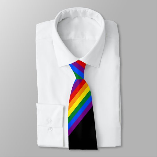 Rainbow Stripe Gay Pride Business Kantoor Stropdas (Gebonden)