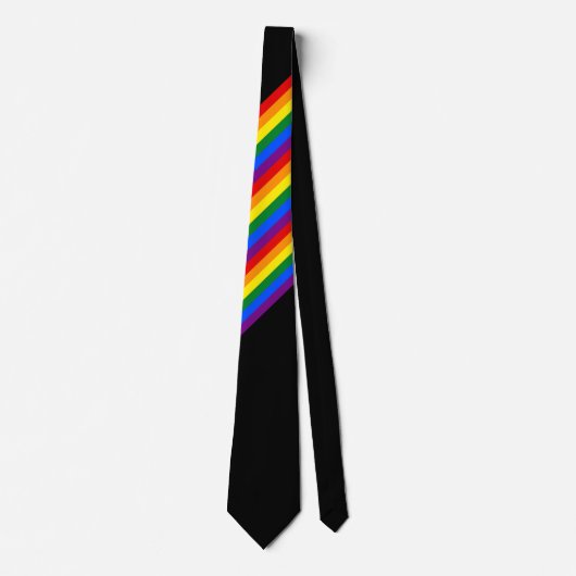 Rainbow Stripe Gay Pride Business Kantoor Stropdas (Voorkant)