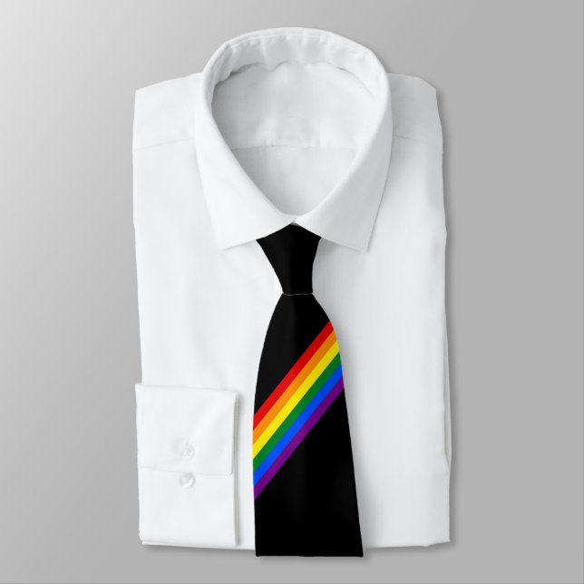 Rainbow Stripe Gay Pride Business Kantoor Stropdas (Gebonden)