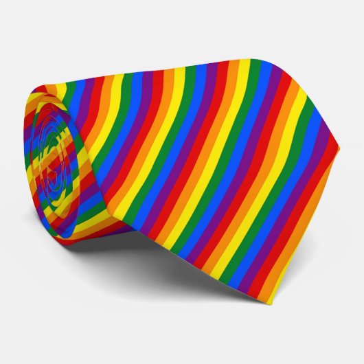 Rainbow Stripe Gay Pride Business Kantoor Work Nec Stropdas (Opgerold)