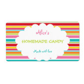 Rainbow Stripe gepersonaliseerd zelfgemaakt Snoep Etiket (Voorkant)
